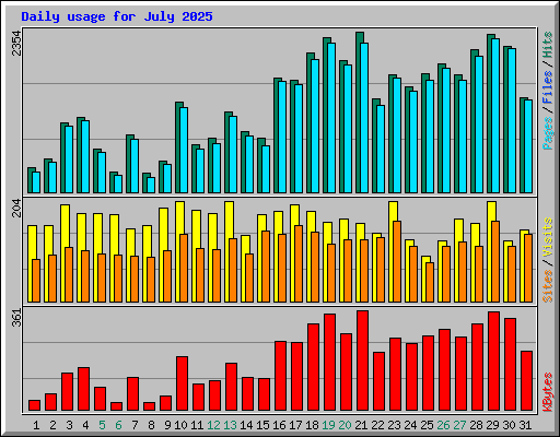 Daily usage for July 2025